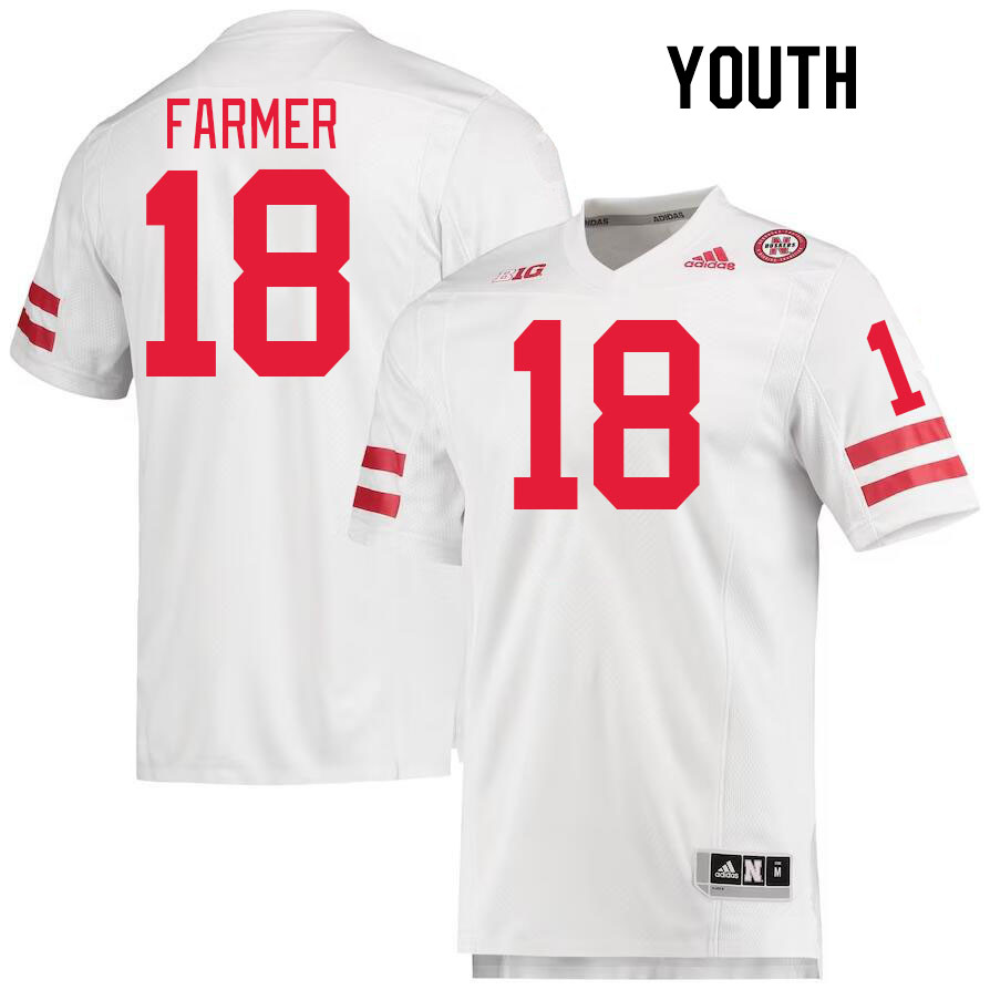 Youth #18 Myles Farmer Nebraska Cornhuskers College Football Jerseys Stitched Sale-White